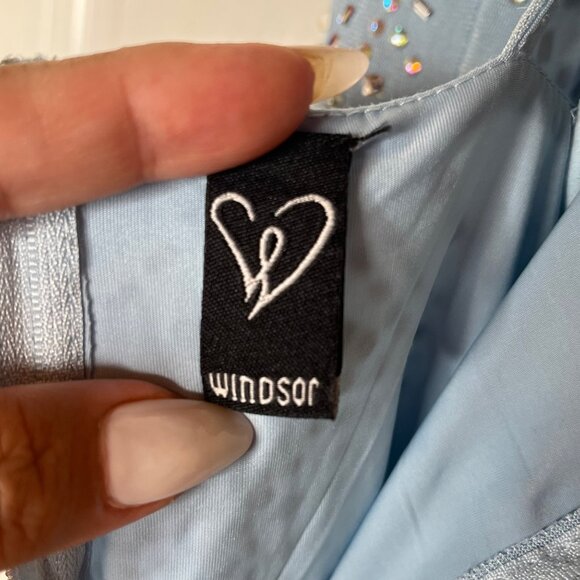 Windsor Alexa Blue Rhinestone Embellished Spaghetti Strap Mini Dress size medium - Picture 5 of 8